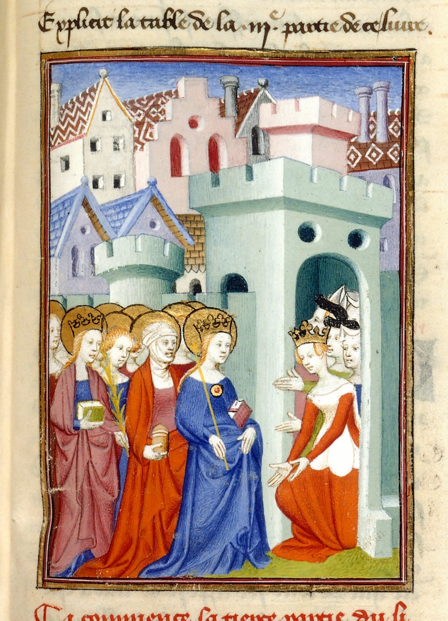 Justice, the Virgin and Saints, MS Harley 4431, f.361r, Frankrig, c.1410-14 (farve på pergament) af French School