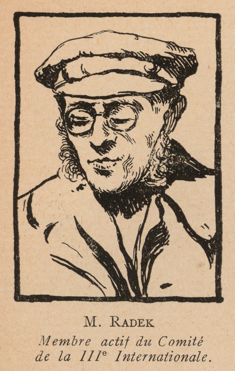 Karl Radek, polsk marxistisk revolutionær og sekretær for Den Tredje Kommunistiske Internationale (Komintern) (litografi) af French School