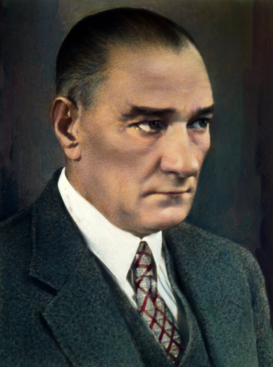 Kemal (Mustapha) Ataturk (1881-1938) c.1925-30 (wc på papir) af French School