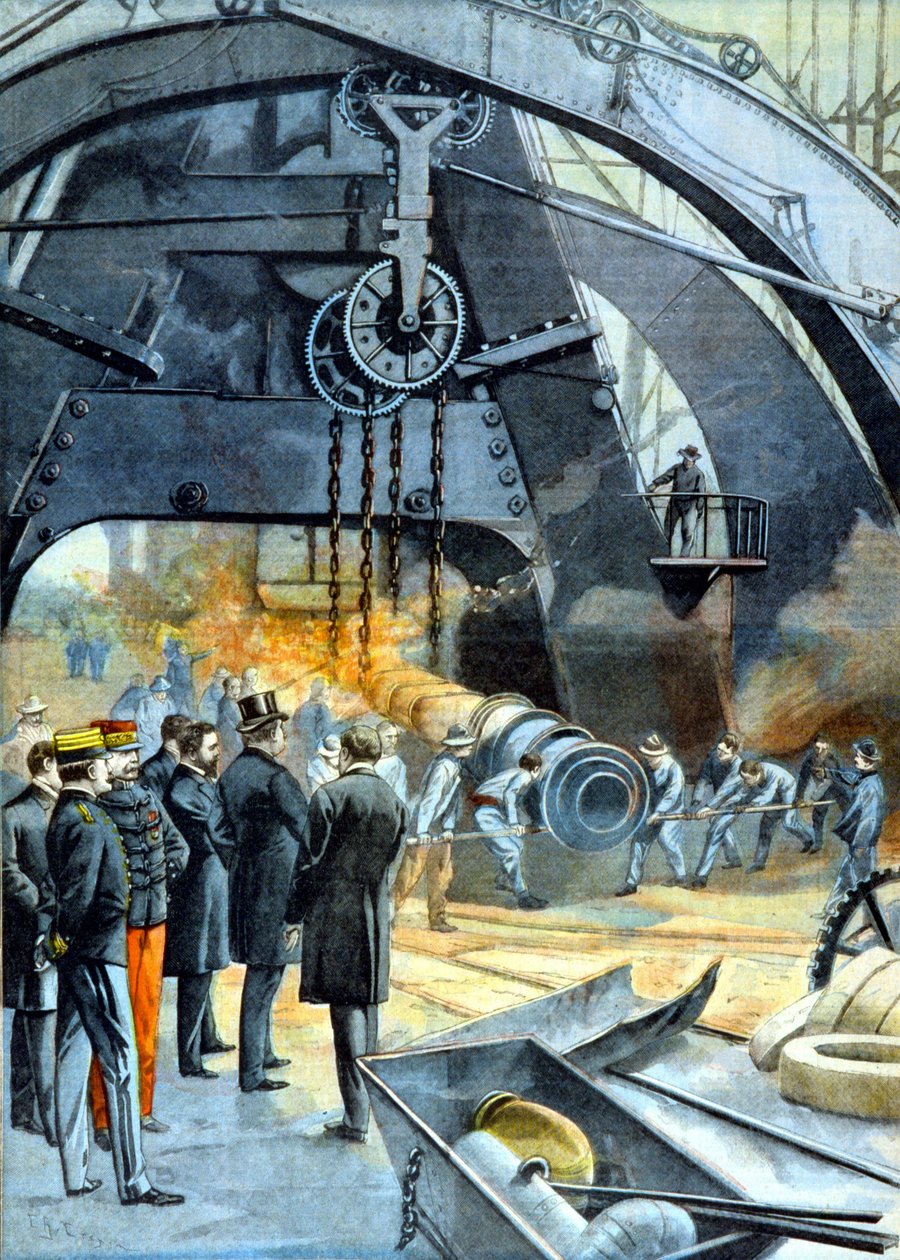 Kong Carlos I (Karl I af Portugal) på Ateliers du Creusot i "" Le Peute Parisien"" fra 26/02/1899 af French School