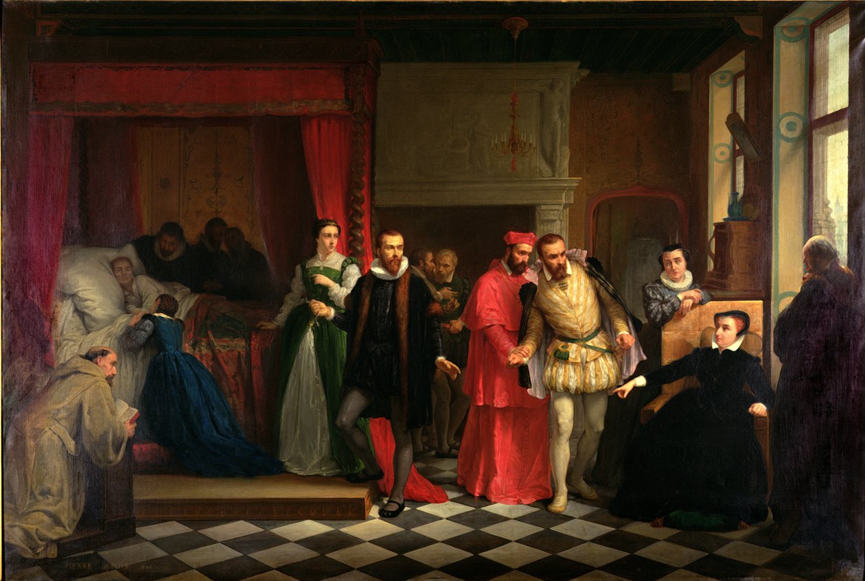 Kong Frans II (1544-60) på sit dødsleje, 1865 af French School