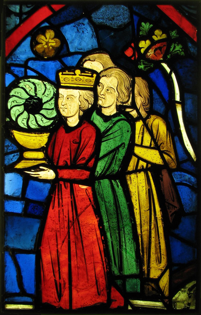 Kong Ludvig IX bærer tornekronen, ca. 1245-48 (potmetalglas og glasagtig maling) af French School