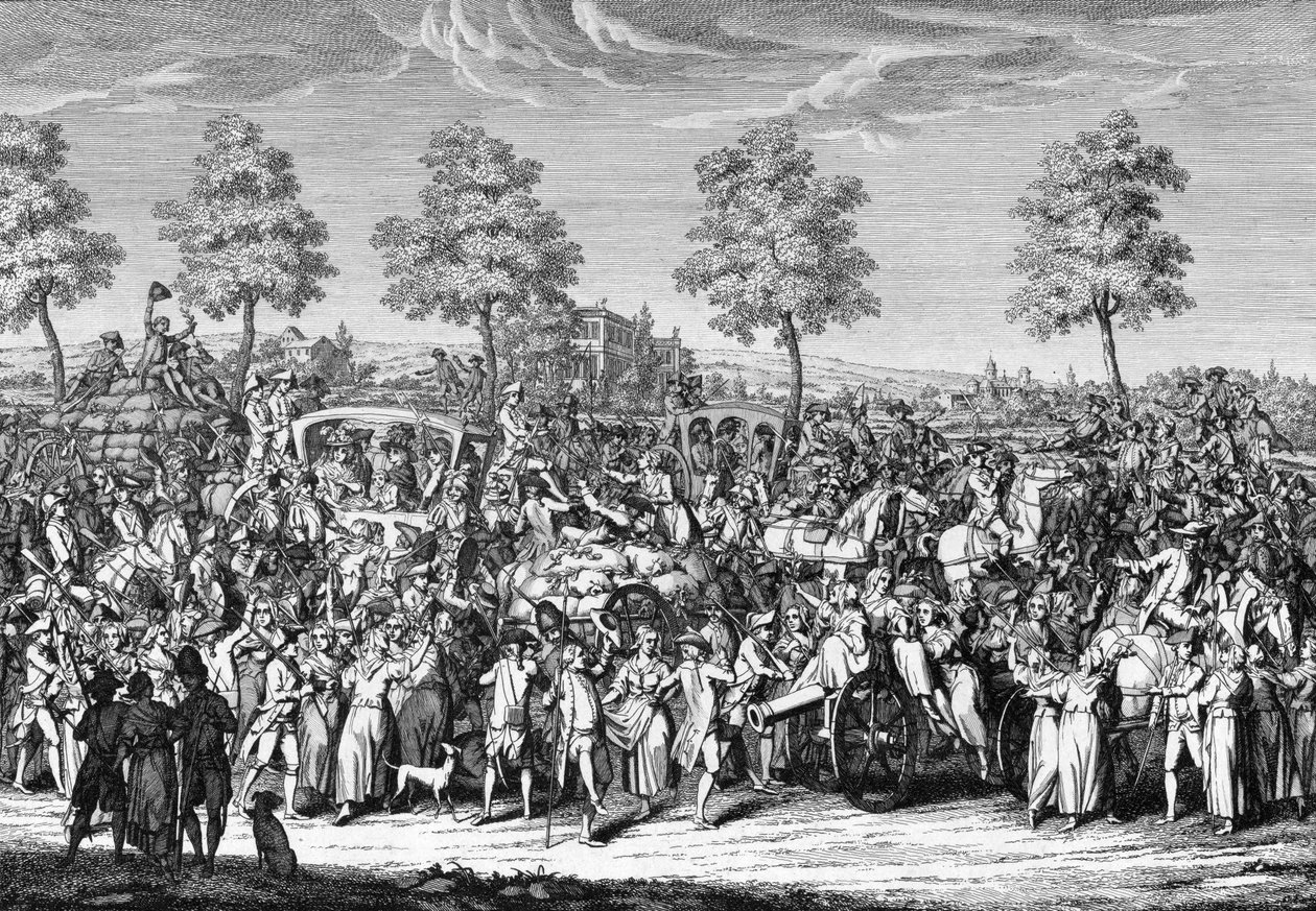 Kong Ludvig XVI og kongefamilien rejser ind i Paris den 6. oktober af French School