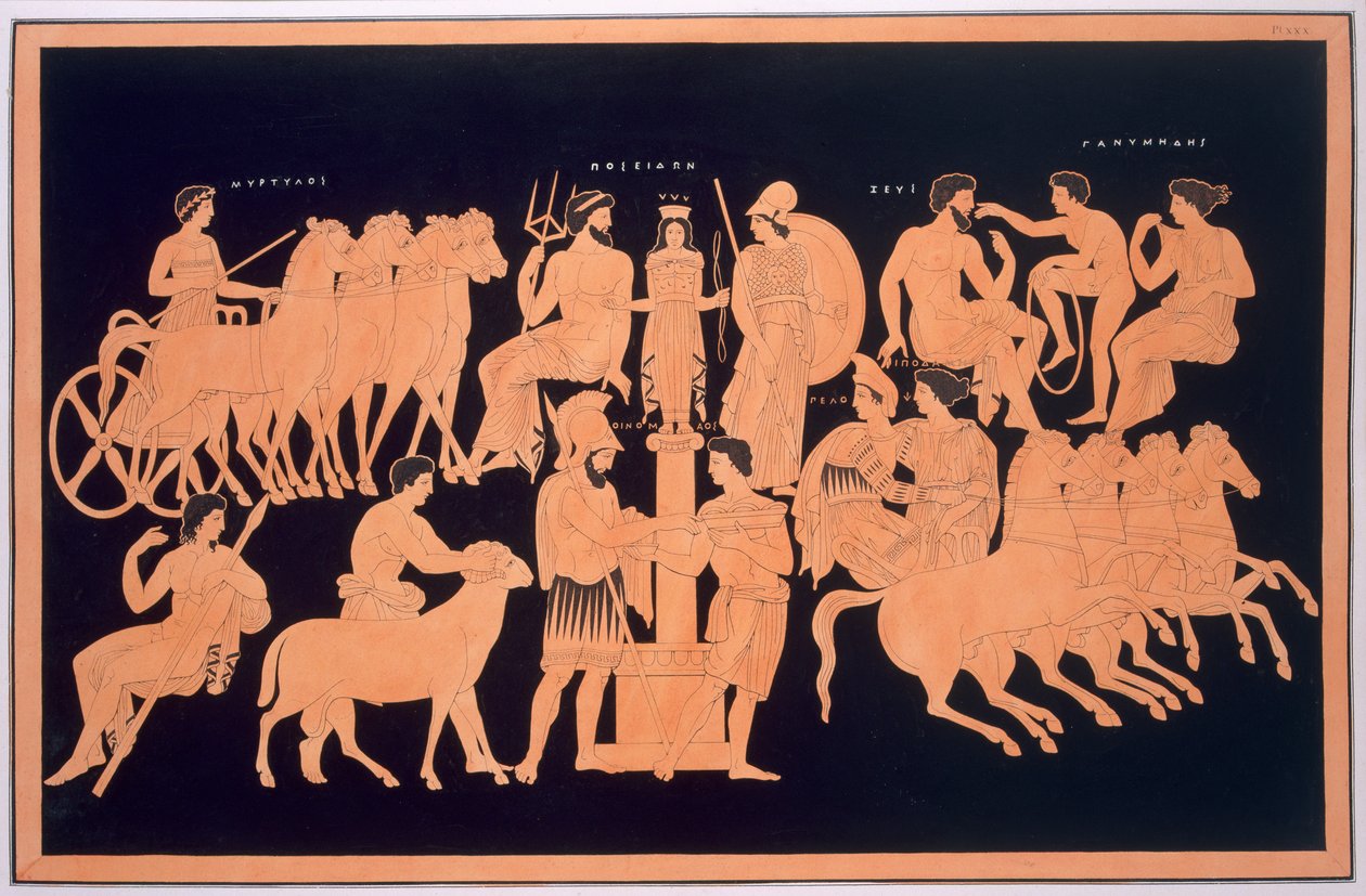 Kong Oenomaus, Hippodamia og olympiske guder, udgivet 1808-10 af French School