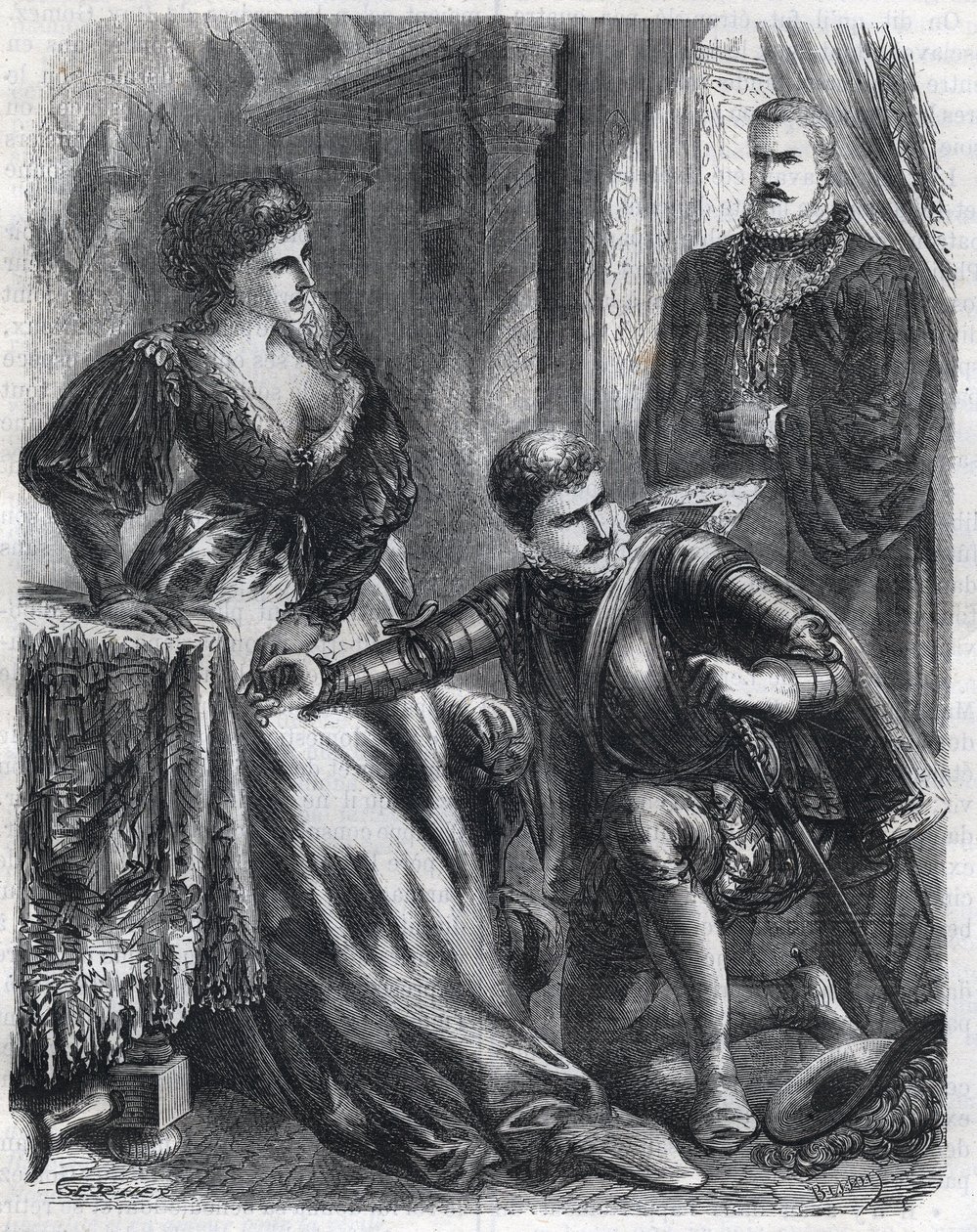 Kong Filip II (1527-1598) overrasker sin søn, prins Don Carlos (1545-1568), der forsøger at krænke sin svigermor (stedmor), dronning Elisabeth (1545-1568) (Elisabeth af Frankrig eller Isabelle af Valois) , 17. januar af French School
