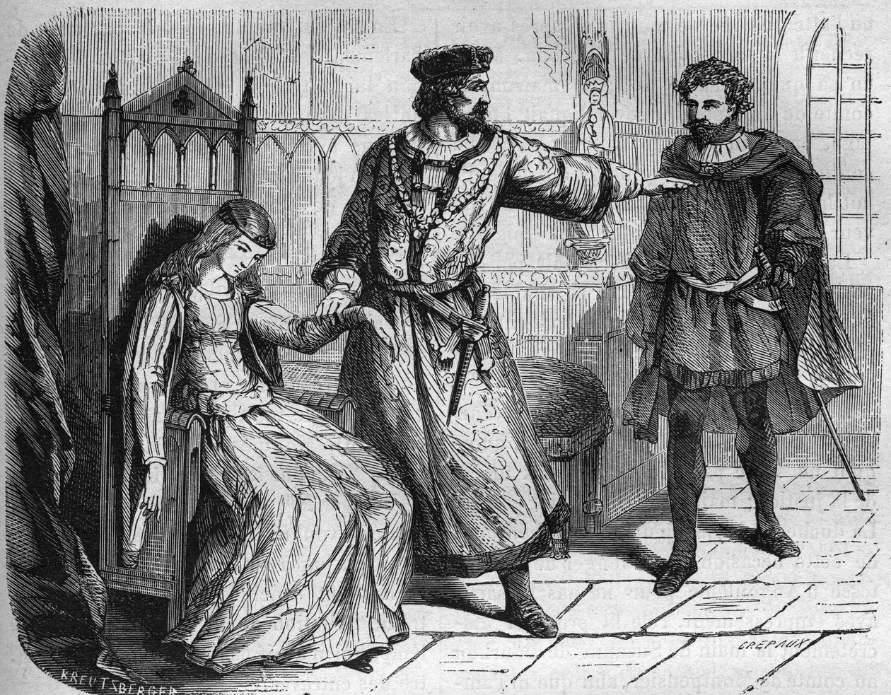 Kong Filip VI af Frankrig (Philippe de Valois) (1293 - 1350) og hans hustru Blanche af Navarra (v. 1333-1398). Indstik i "Prostitutionens og udskejelsens historie blandt alle verdens folkeslag fra oldtiden til i dag" af Dr. Th. -F. Debray. af French School