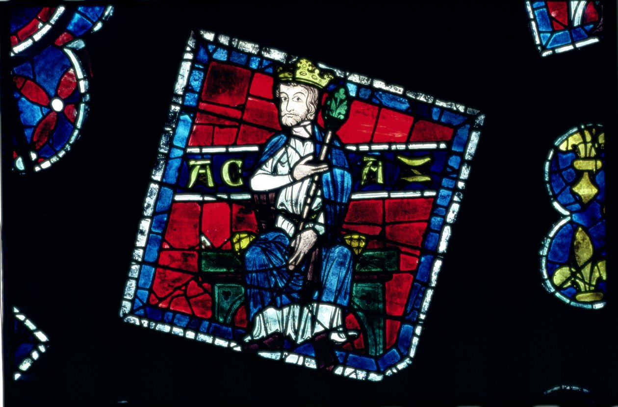 Konge af Juda, detalje fra nordrosenvindue, ca. 1223 af French School