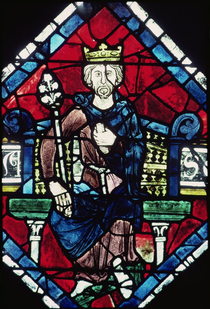 Konge af Juda, detalje fra nordrosenvindue, ca. 1223 af French School