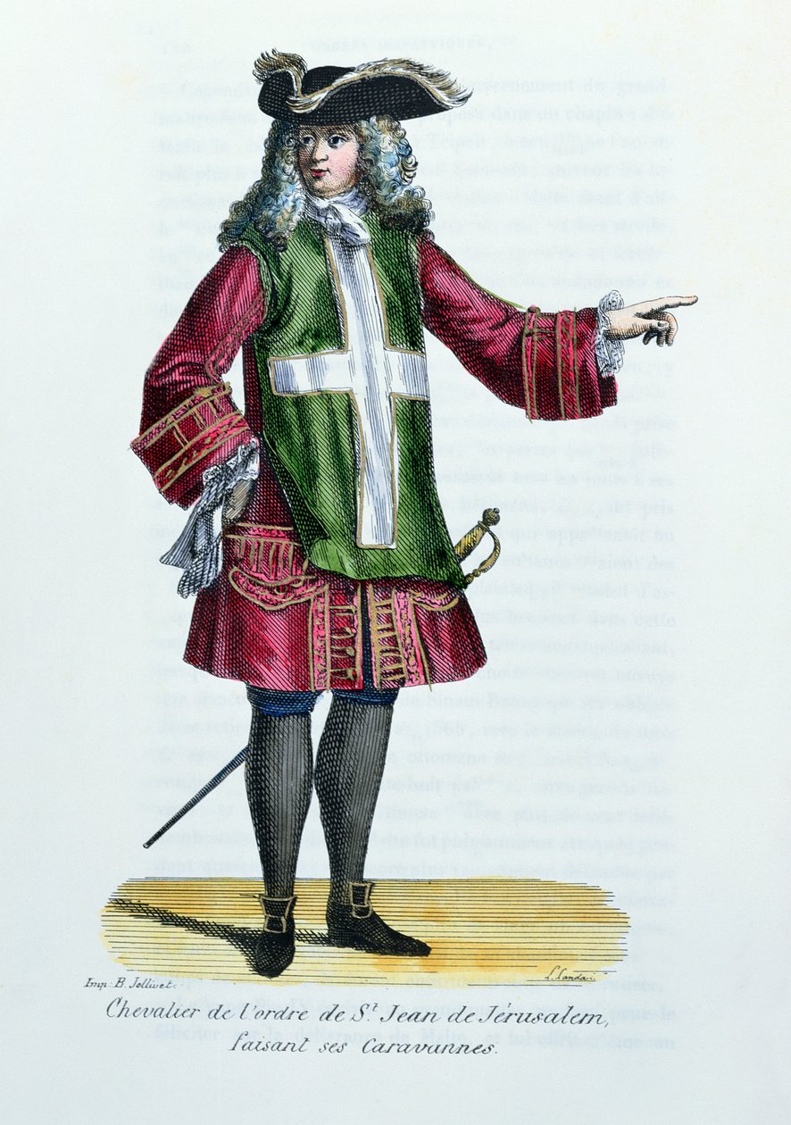 Ridder af Johannesordenen af Jerusalem, illustration fra History and Costumes of Monastic Orders af Fader Helyot, 1842 af French School