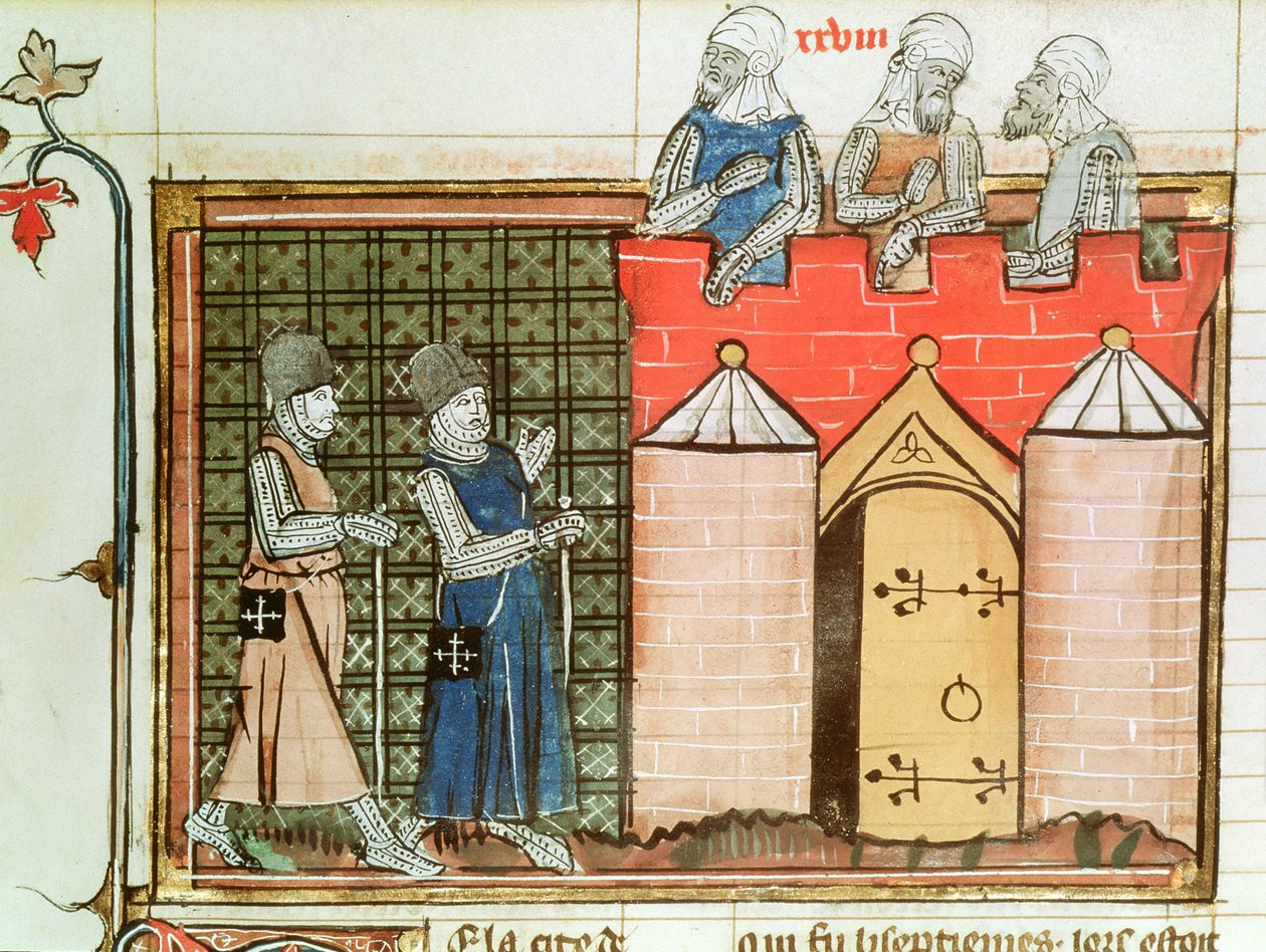 Tempelriddere før Jerusalem, fra Le Roman de Godefroi de Bouillon af French School