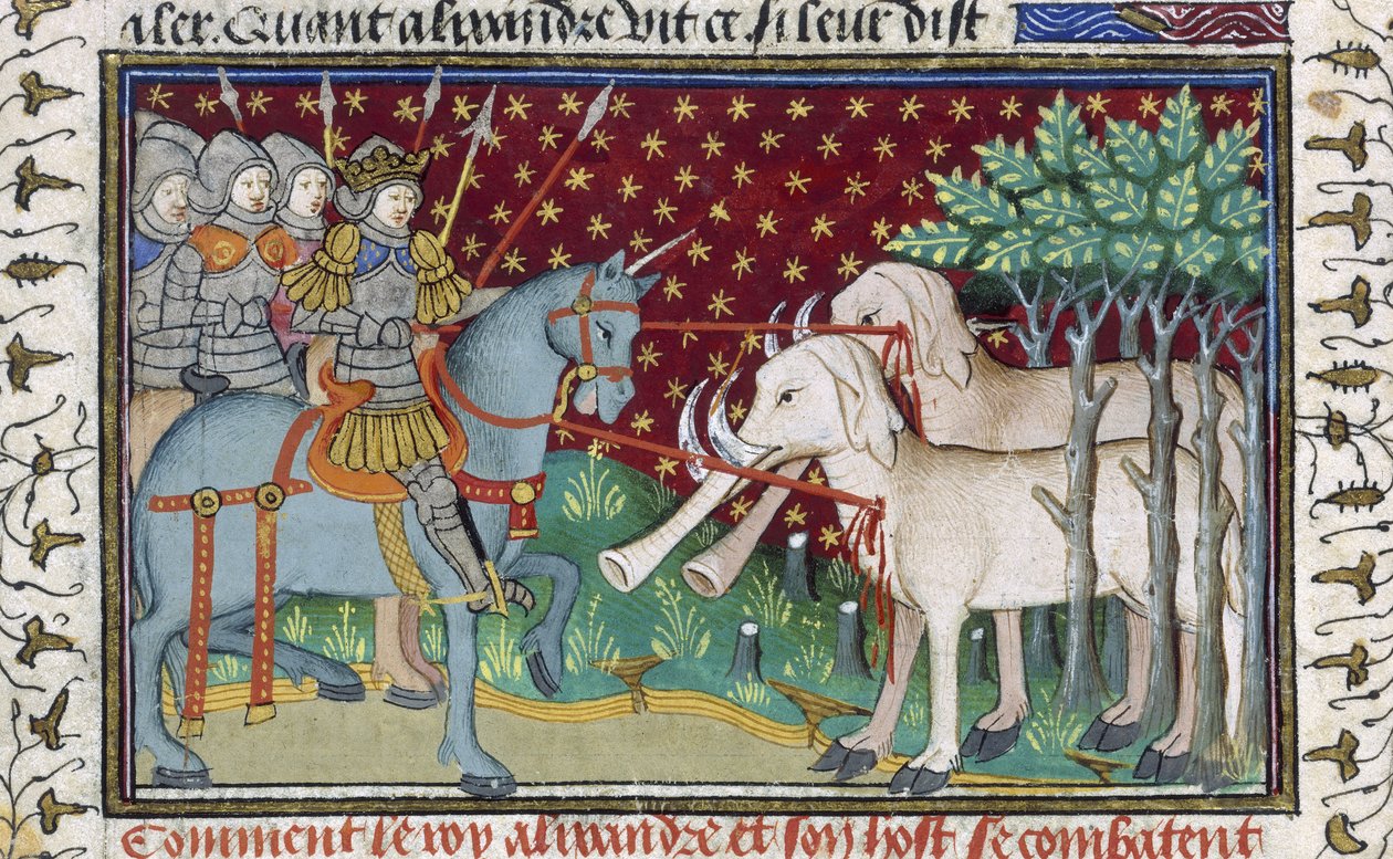 Riddere, der angriber elefanter, fra 