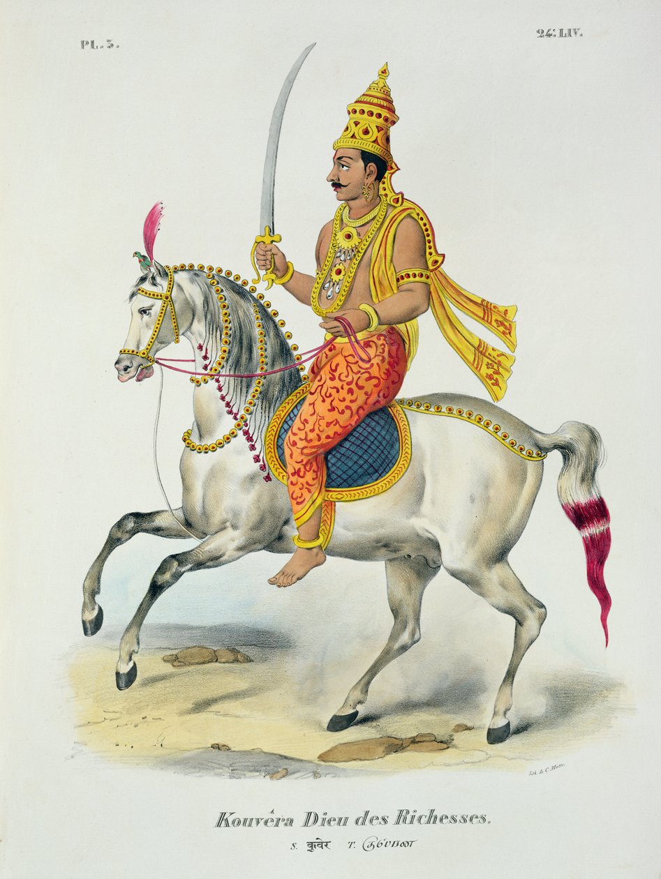 Kubera, rigdommens gud, indgraveret af C. de Motte (1785-1836) af French School
