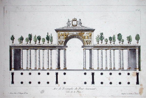 Arc de Triomphe du Pont Tournant (farve litho) af French School