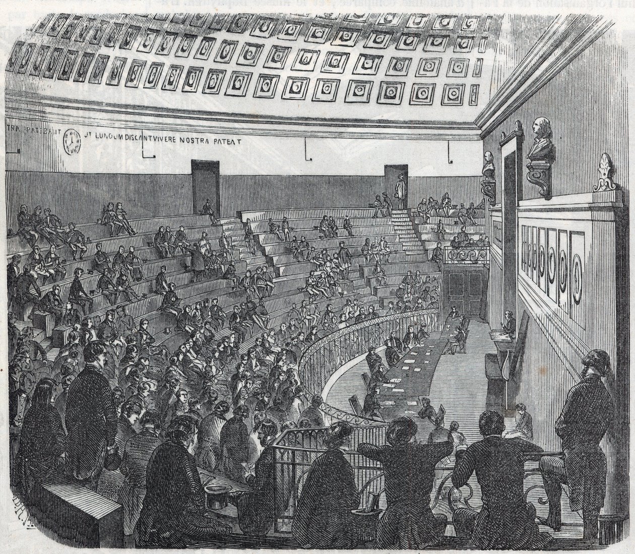 Paris School of Medicine - det store amfiteater - Indgravering i "Tableau-de-Paris" af Edmond Texier 1852 af French School