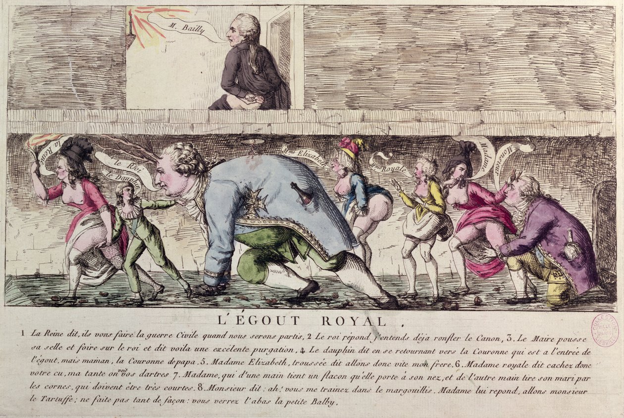 LEgout Royal karikatur af den franske kongefamilies flugt til Varennes den 21. juni 1791 af French School