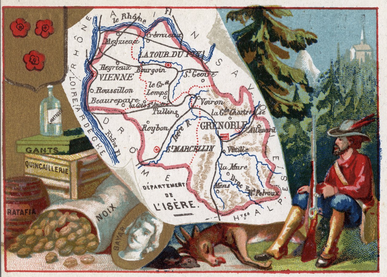 Isere (38), Rhone-Alpes (Rhone Alpes), Frankrig. Handske, hardware, ratafia, nødder. Portræt af Pierre Terrail LeVieux, seigneur af Bayard (Knight Bayard af French School