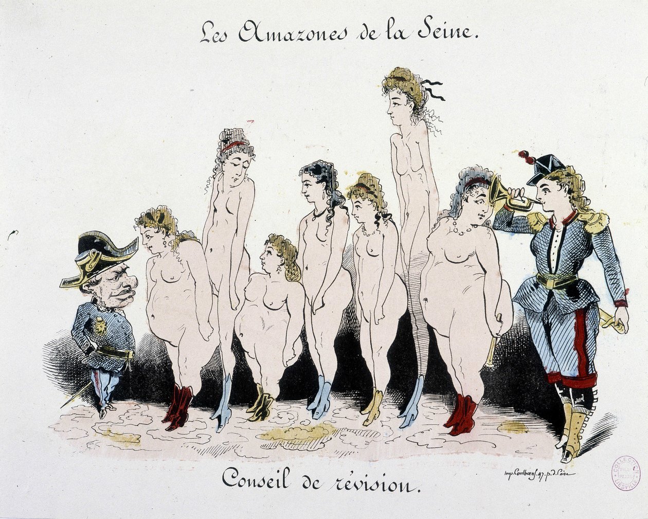 Kommunen: Bedømmelsestavlen for Seines amasoner - tegning, Musee Carnavalet af French School