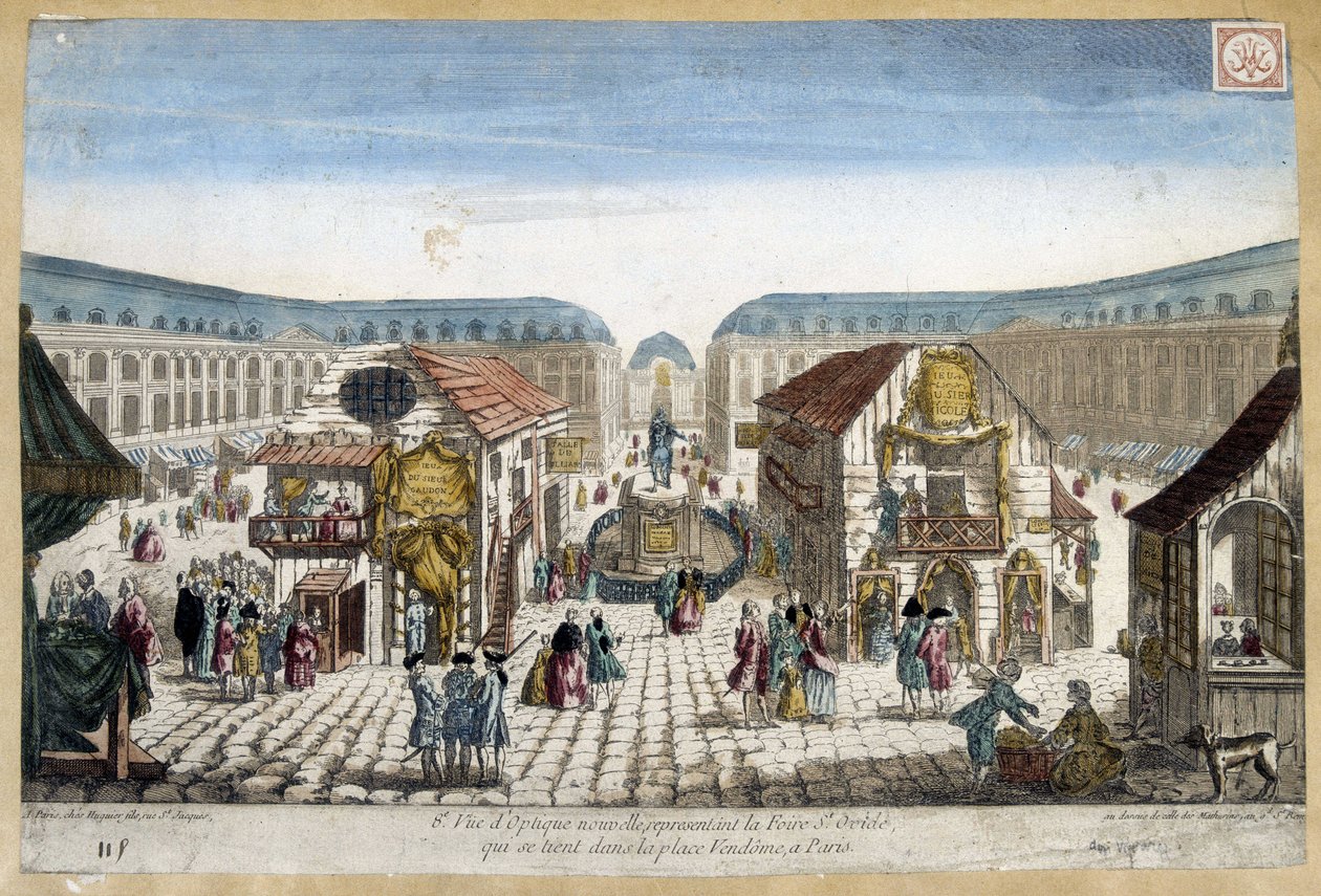 St Ovide-messen, place Vendome i Paris - gravering af French School