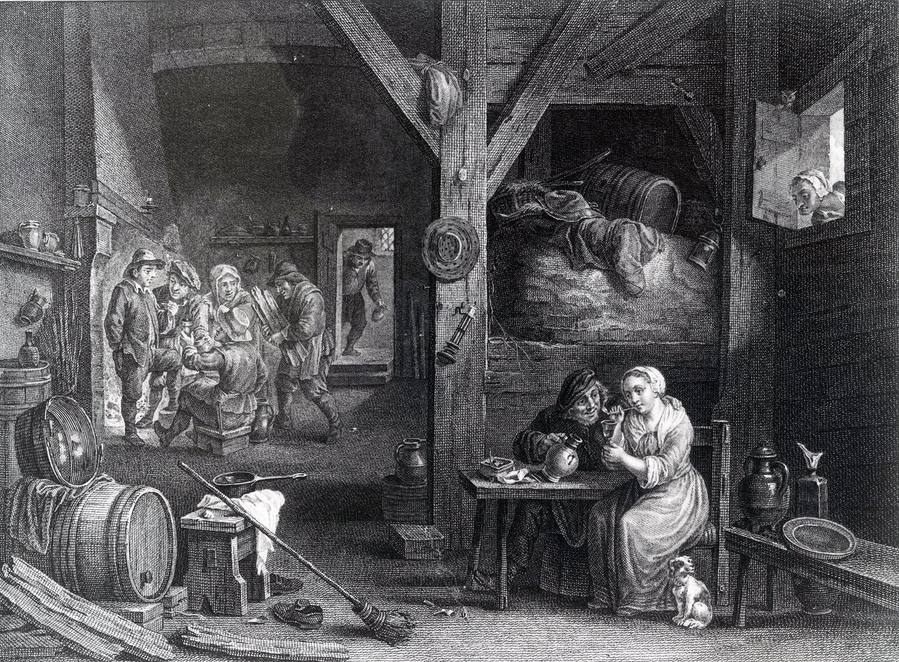 La Fumeuse, tryk af Jean Baptiste Patas efter David Teniers den Yngre, 1786-1808 af French School