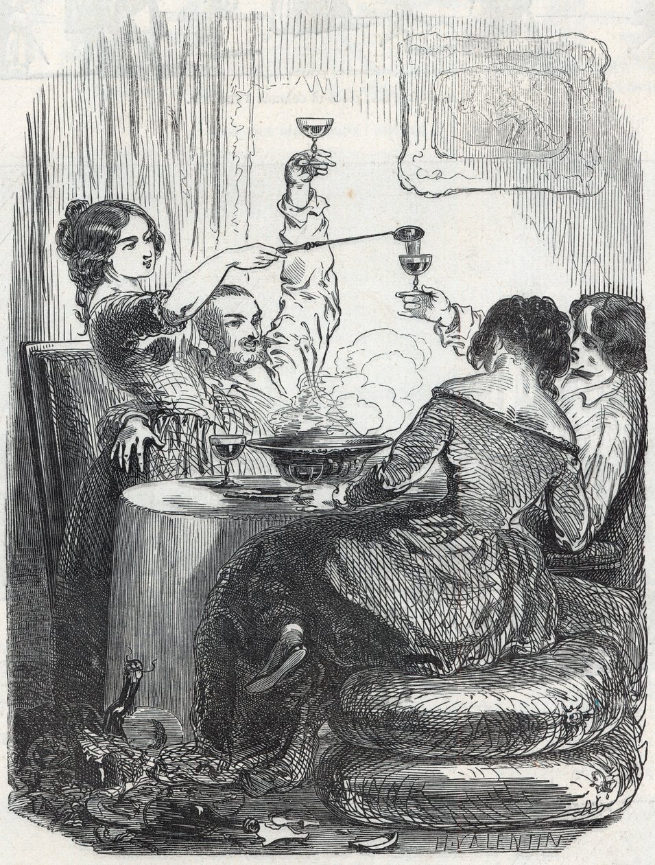 La Maison Doree restaurant beliggende på 20, Boulevard des Italians i det 9. arrondissement i Paris - Indgravering i "Tableau-de-Paris" af Edmond Texier 1852 af French School