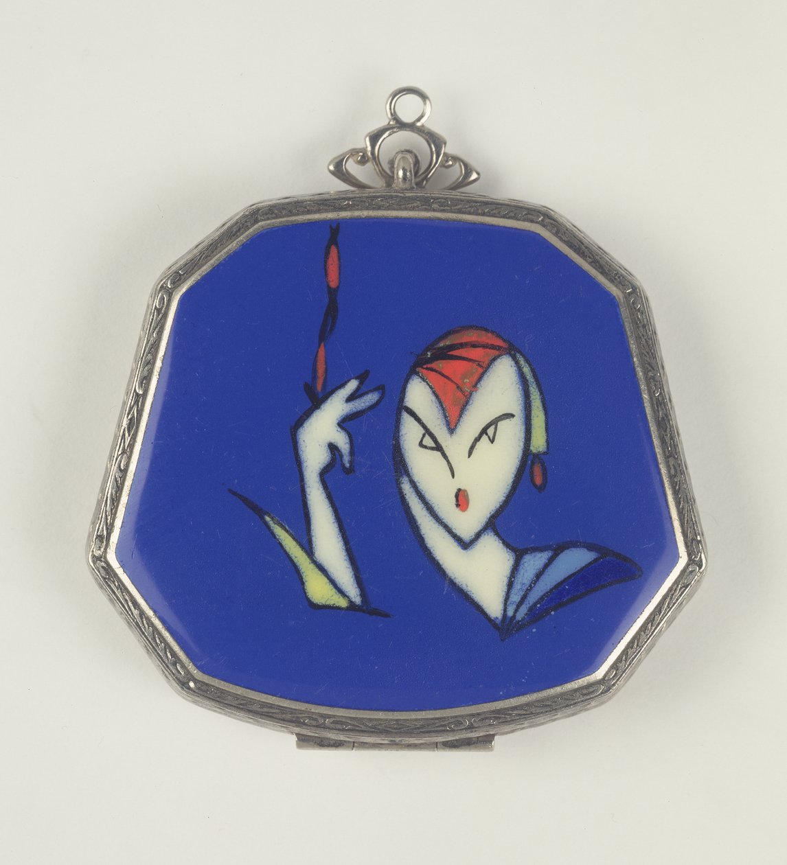 La Mode Femme Fatale Powder Compact, fransk, 1920-30 (emalje) af French School