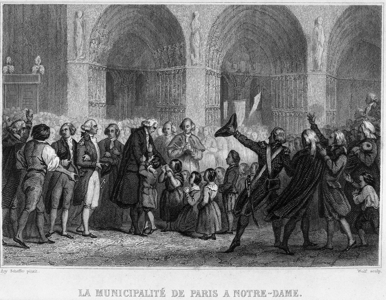 Paris kommune ved Notre-Dame - i "den franske revolution"" af Thiers. 19. århundrede af French School