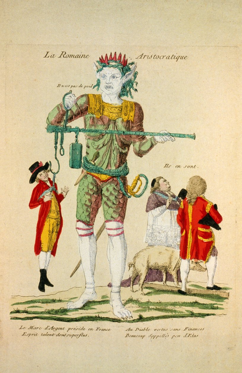 La Romaine Aristocratique, pub. 1789 (håndfarvet gravering) af French School