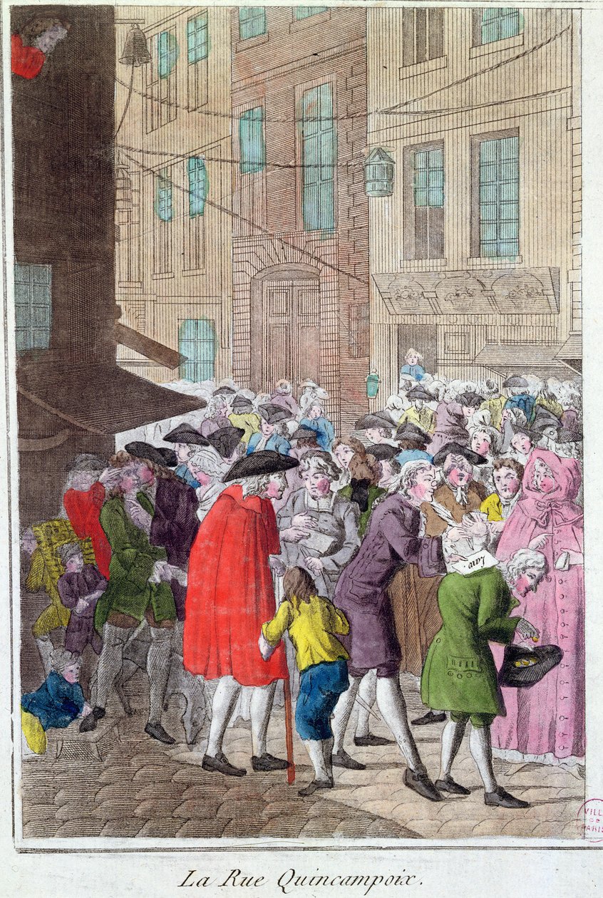 La Rue Quincampoix, The Law Affair, ca. 1797 af French School
