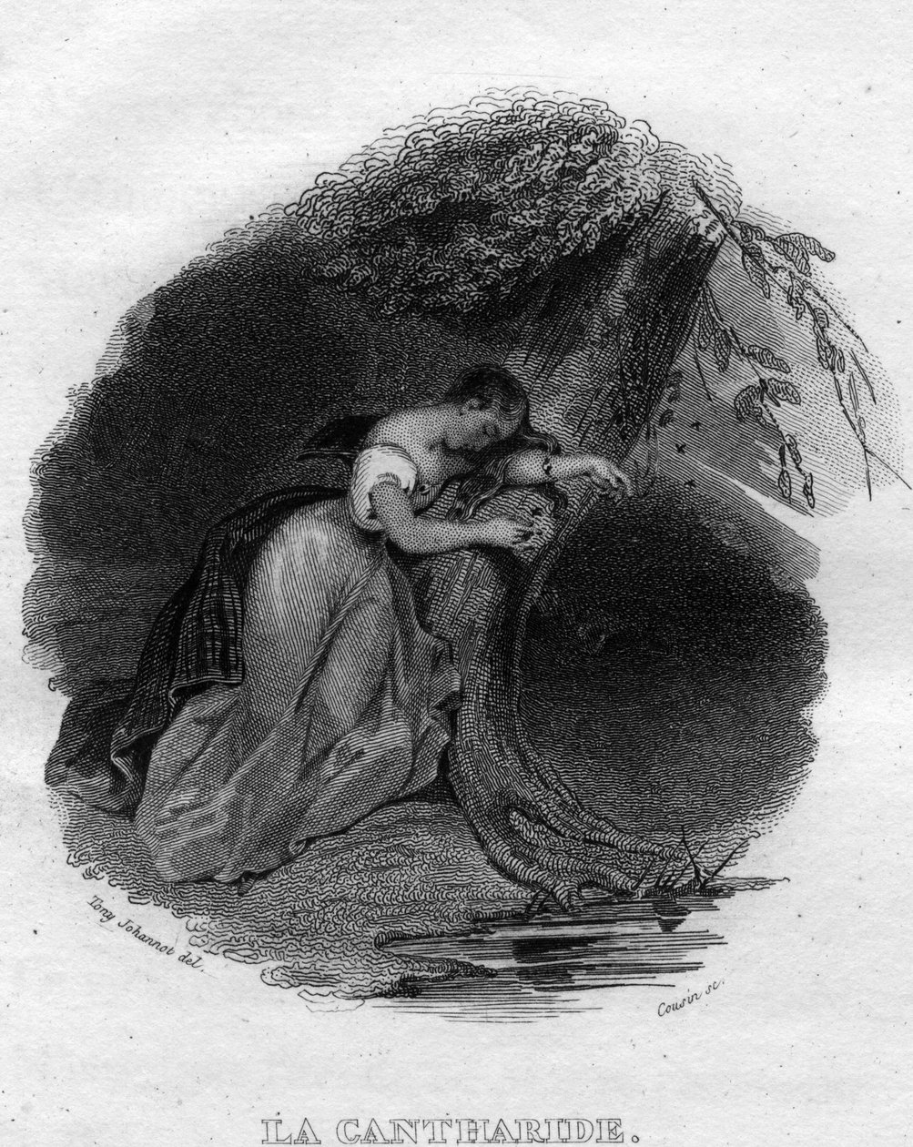 La cantharid Chanson de Beranger i ""Oeuvres completes"" (1834) af Pierre Jean de Beranger (1780-1857), fransk digter og sangskriver. af French School