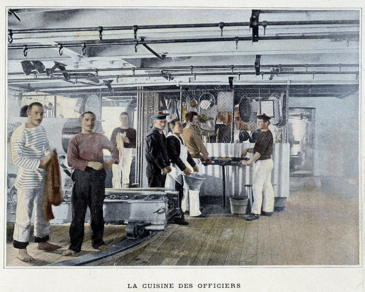 Officerernes køkken - i "Militæralbum - Navy: Life on board" af French School