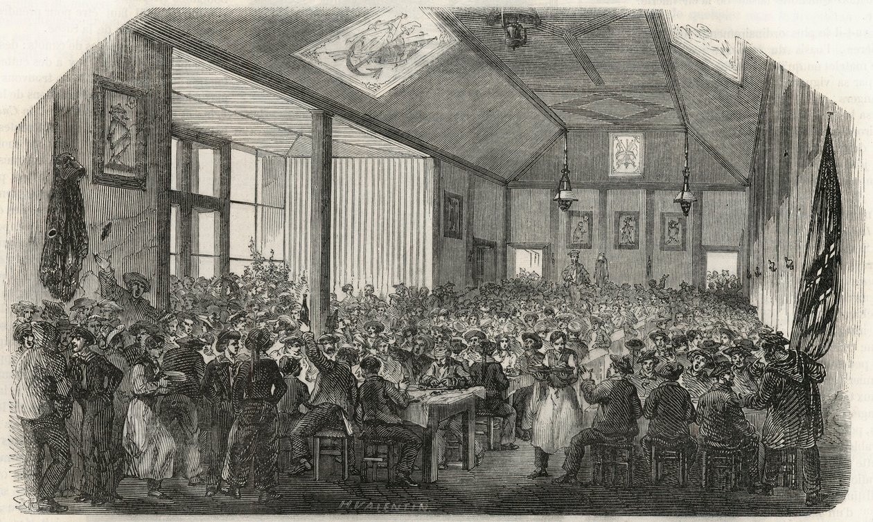 Bådmændenes værtshus i Bercy i det 19. århundrede - Indgravering i "Tableau-de-Paris"" af Edmond Texier 1852 af French School