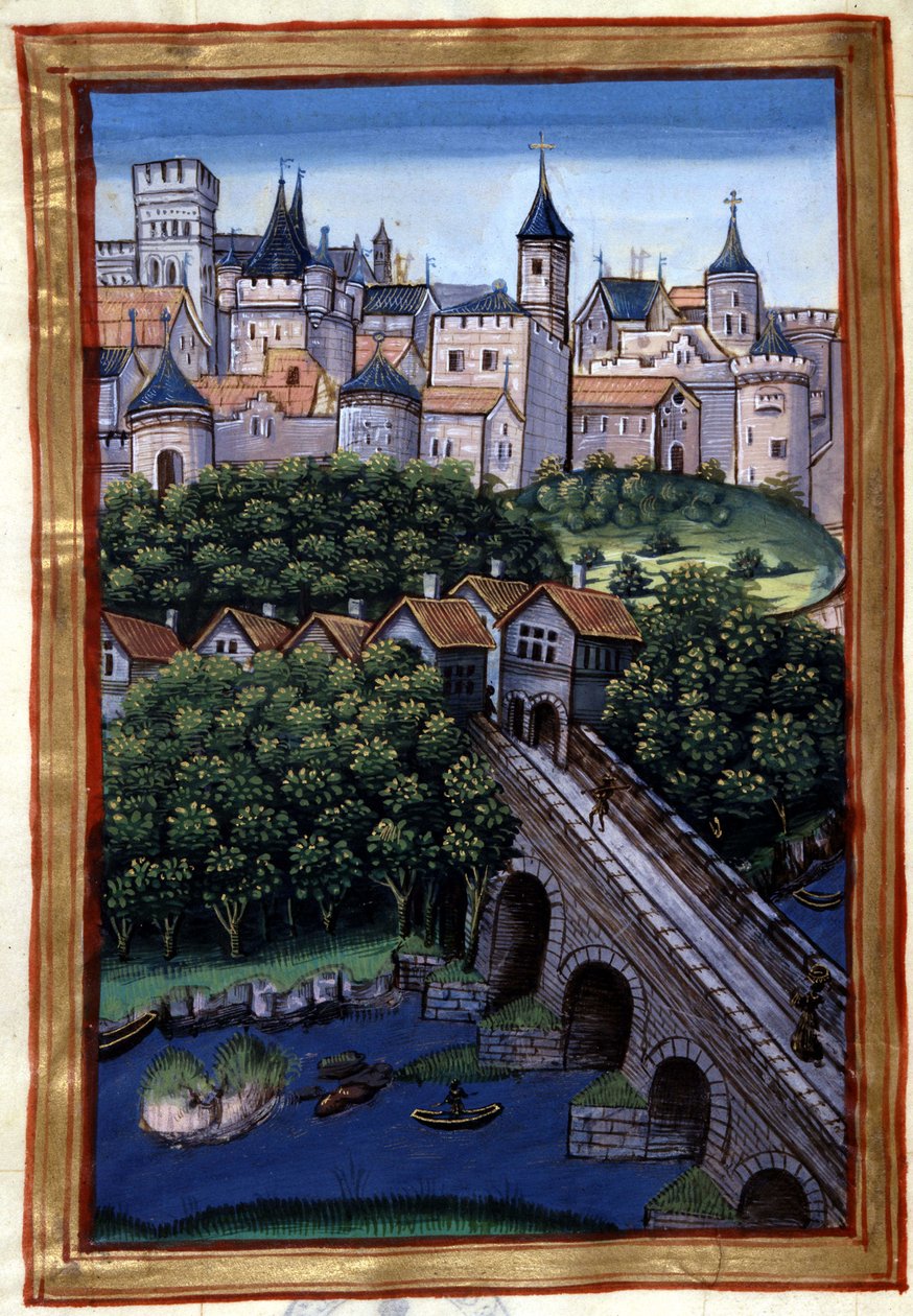 La ville de Lyon - i "" Roman de Palamus, fortælling om løven"" af Simphorian-Champier af French School