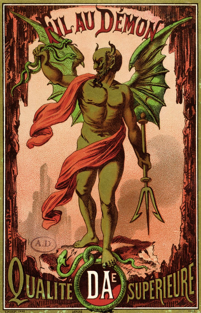 Etiket til Fil au Demon-mærket af sytråd, ca. 1880-90 af French School
