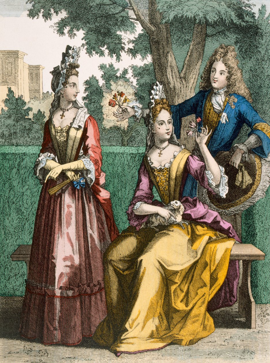 Festlige dagskjoler til kvinder, 1690 af French School