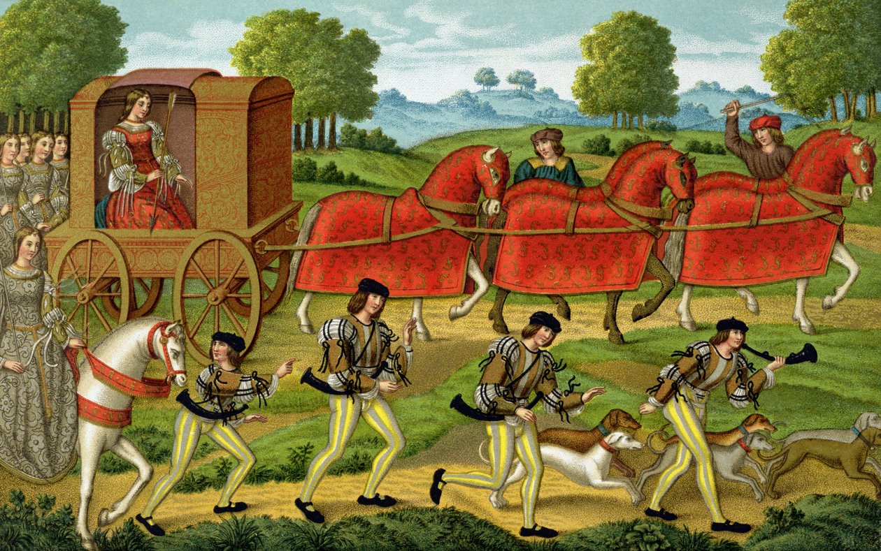 Ladies Hunting, fra en miniature i en manuskriptkopi af Ovids epistler af French School