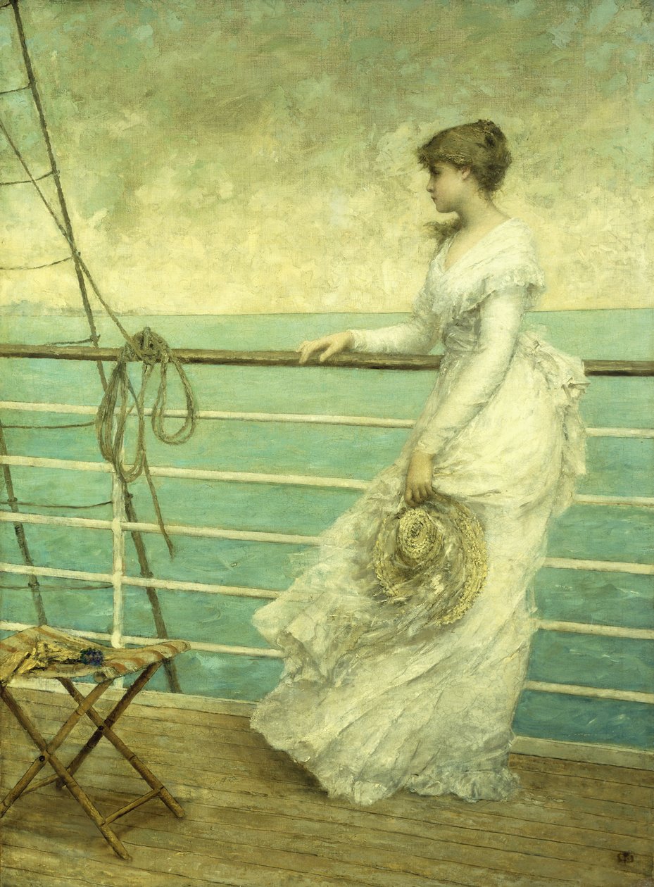 Lady on the Deck of a Shipdani af French School