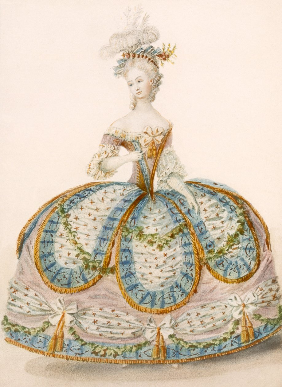 Dame iført kjole til en kongelig lejlighed, designattr. til Anvorious, pub. april 1796 af French School