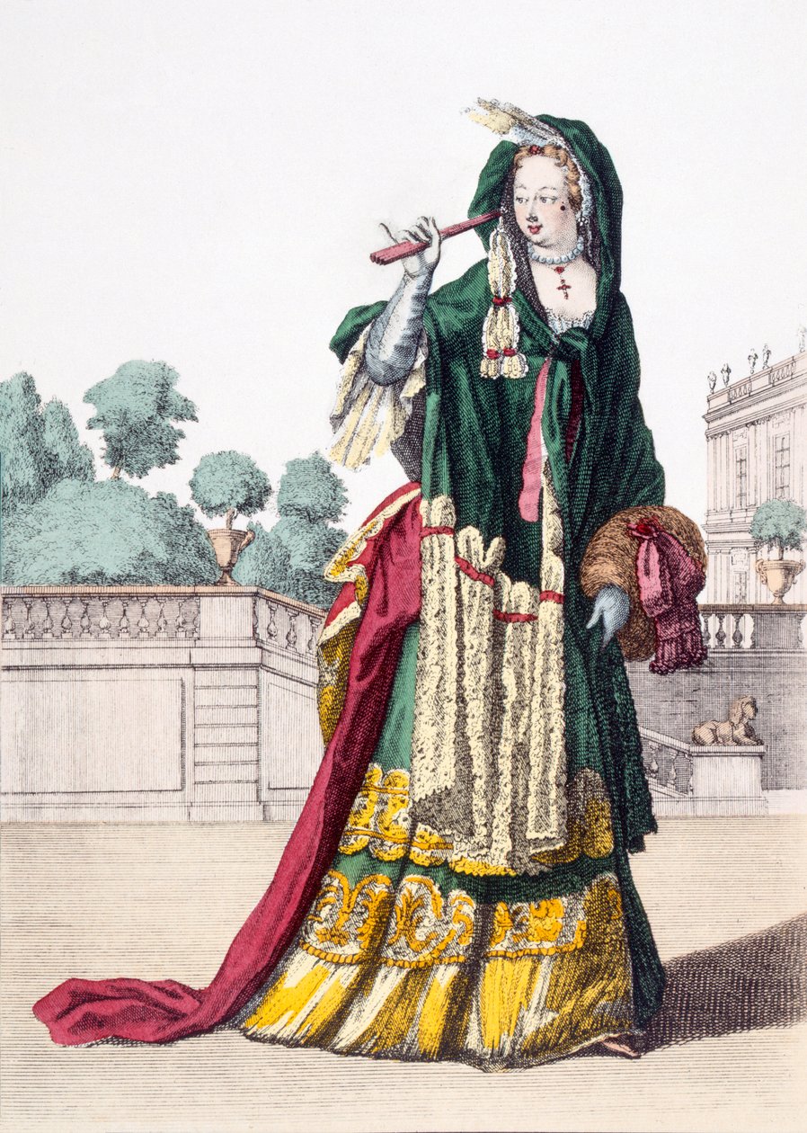 Ladys grønne silkesjal, 1650 af French School