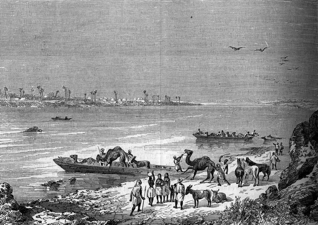 Lake Niger i byen Sai, Afrika. Indgravering i "Le Journal de la jeunesse"" af French School