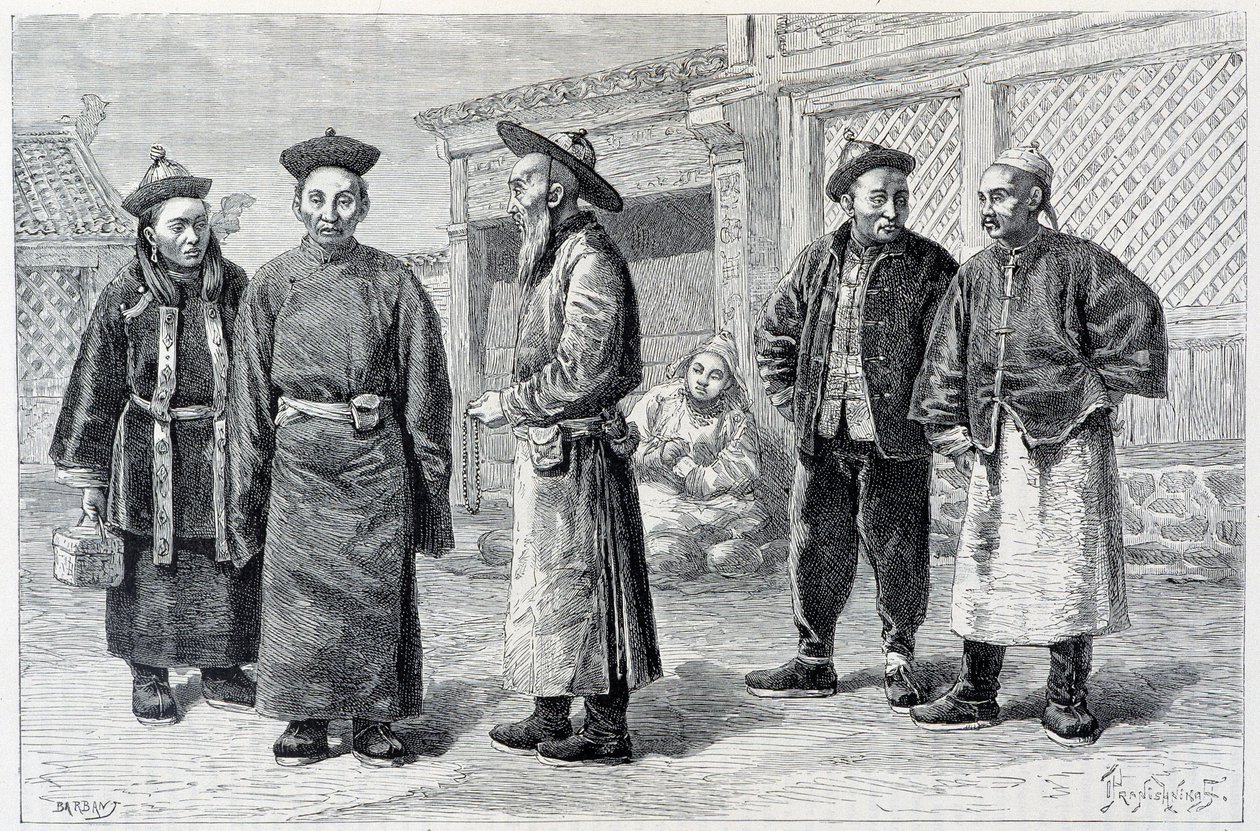 Lamaer og mongoler fra Ala-Chan - i "" Le Tour du Monde", 2. sem. 1887 af French School