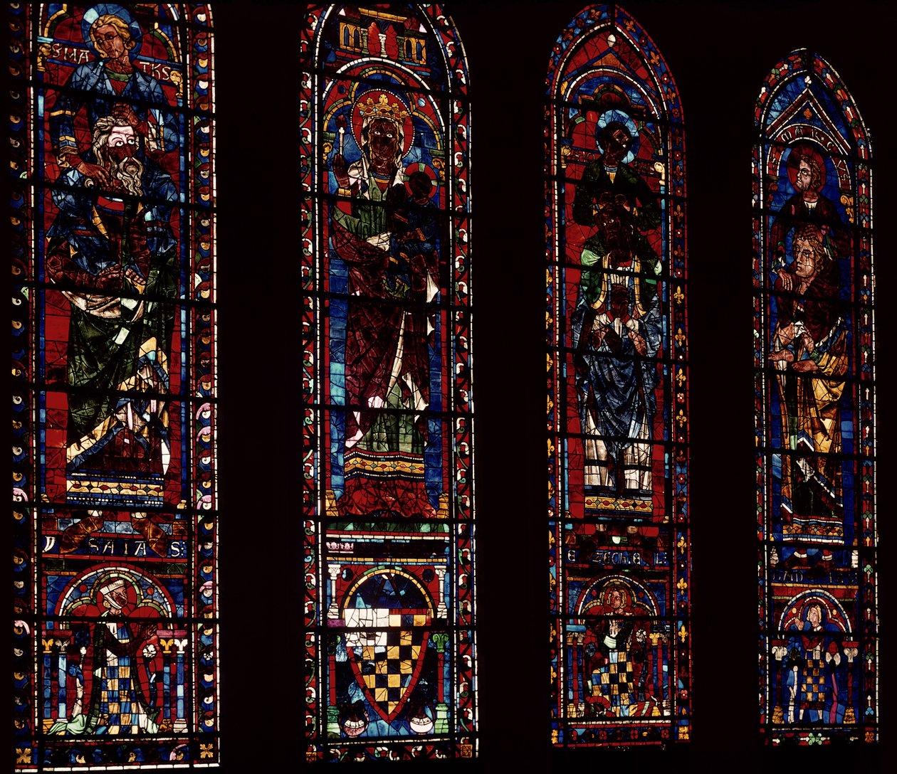 Lancetvinduer fra sydkorsarm, c.1217-25 af French School