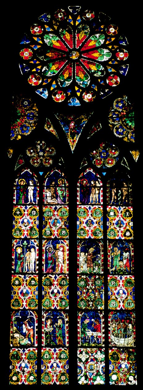 Sidste dom og barmhjertighedens gerninger, fra sydskibet, c.1325 af French School