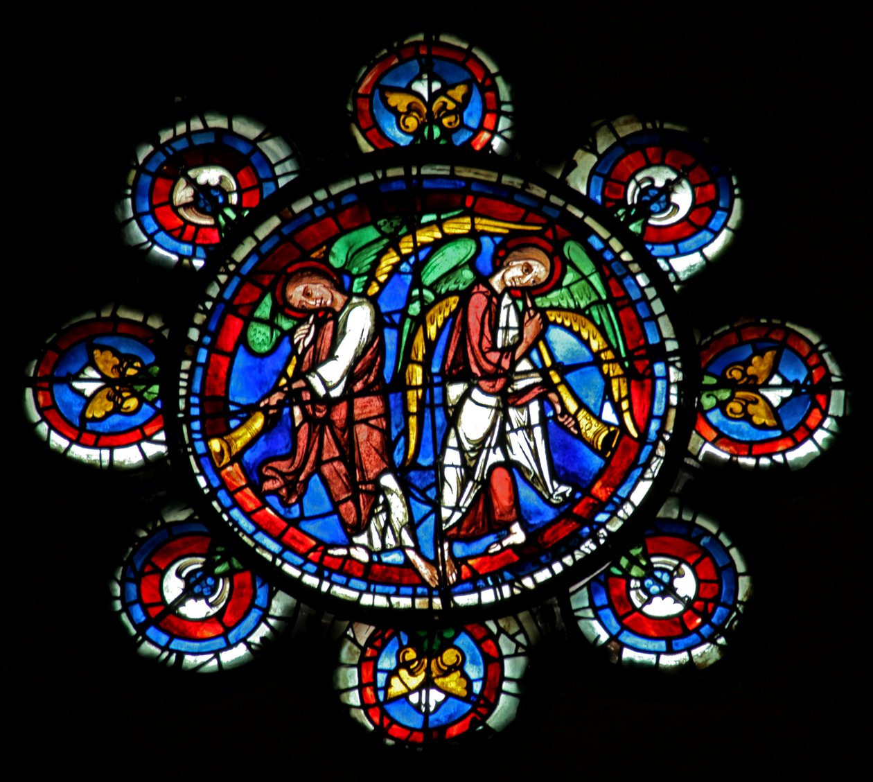 Den sidste doms engle med trompeter (w143) af French School