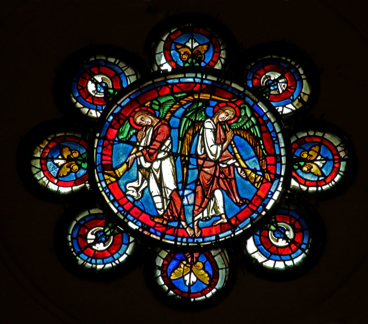 Den sidste doms engle med trompeter (w143) af French School