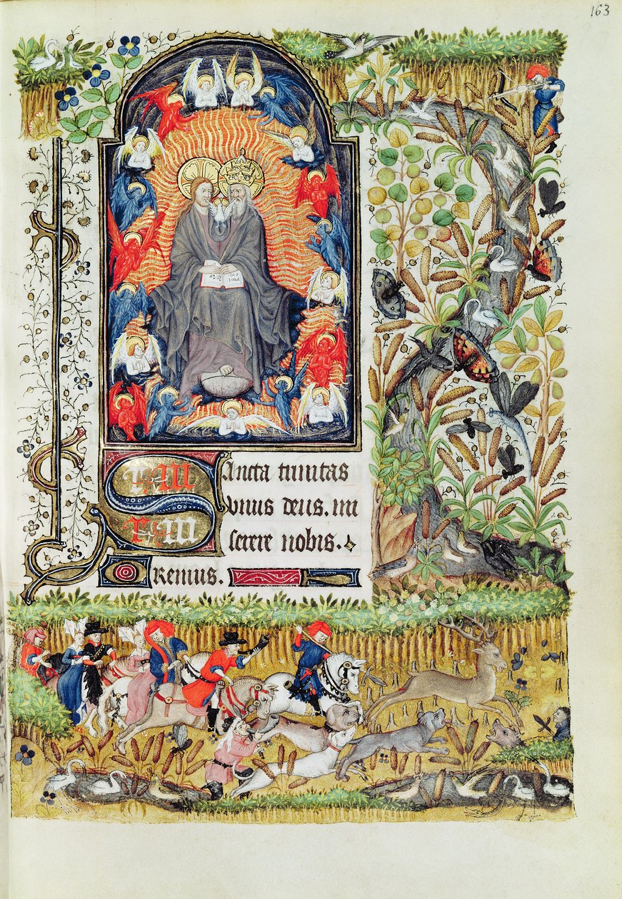 Lat 1156 B f.163 November; hjortejagt, fra Marguerite dOrleans