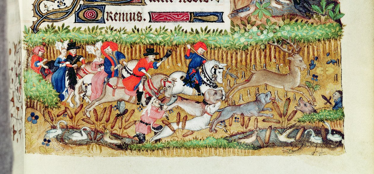Lat 1156 B f. 163 November; hjortejagt, fra Marguerite dOrleans