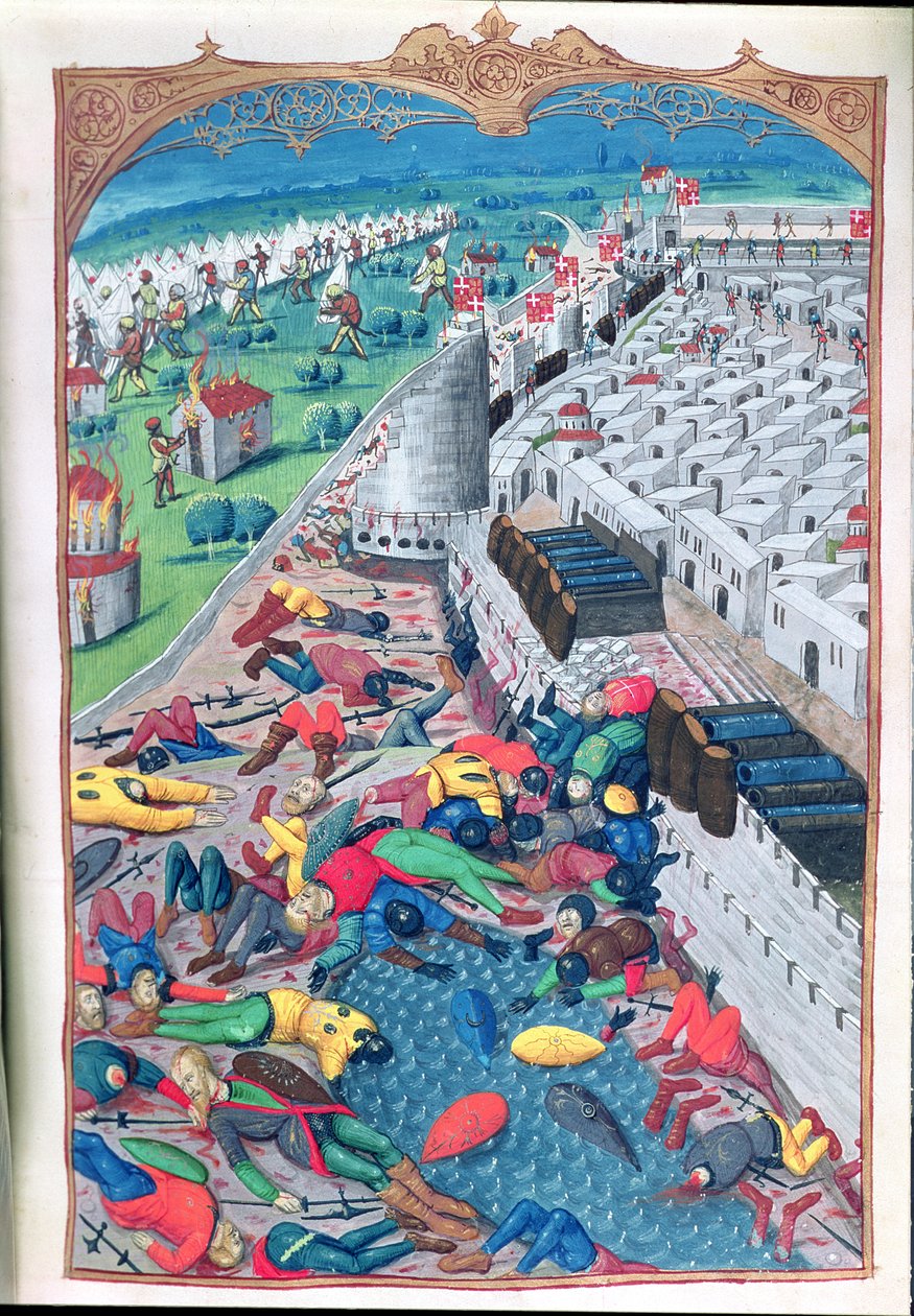 Lat 6067 After Honorable Capitulation, fra A History of the Siege of Rhodos af Guillaume Caoursin, 1483 af French School