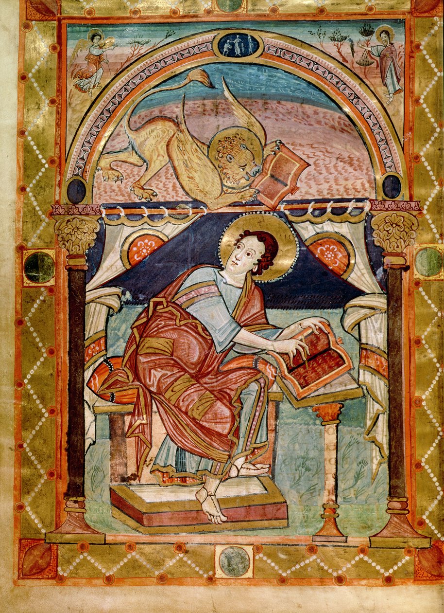 Lat 8850 f.81v St. Mark, fransk, fra Karl den Stores Hofskole af French School