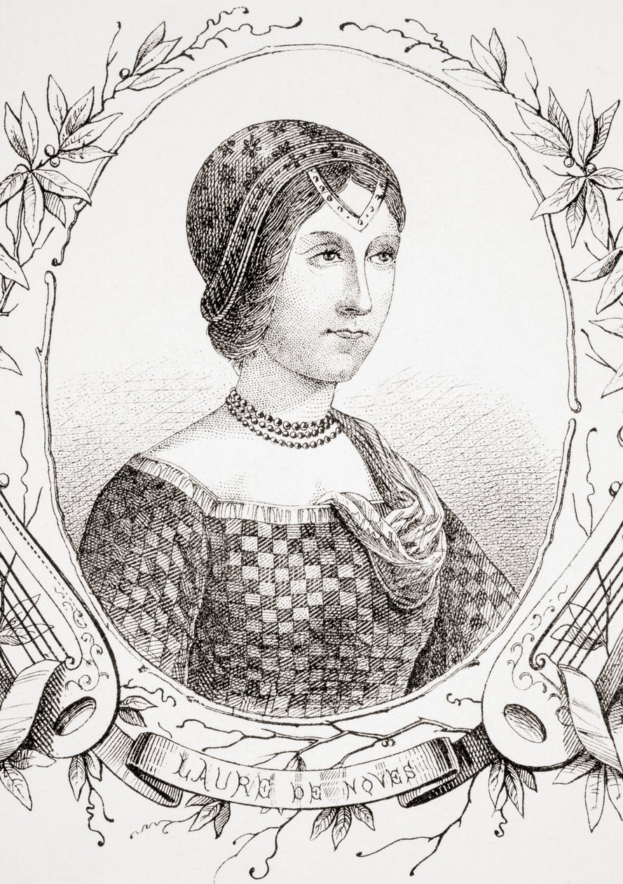 Laura de Noves, fra The Ancient and Modern Universal History, udgivet i Strasbourg ca. 1860 (gravering) af French School