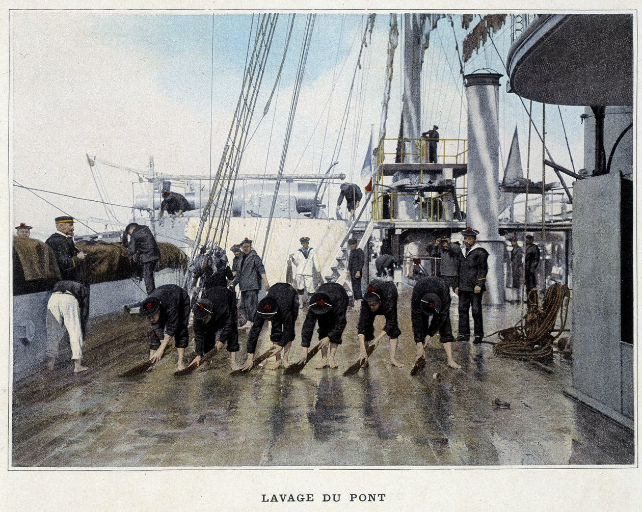 Vask dækket - i ""Military Album - Navy: Life on Board"" af French School
